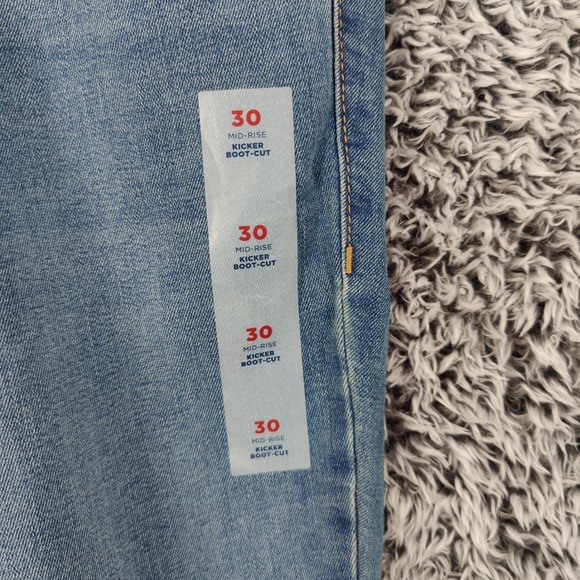 Old Navy Women Western Boho Kicker Boot-Cut Jeans Plus 30 Blue Mid-Rise Stretch - Picture 7 of 11